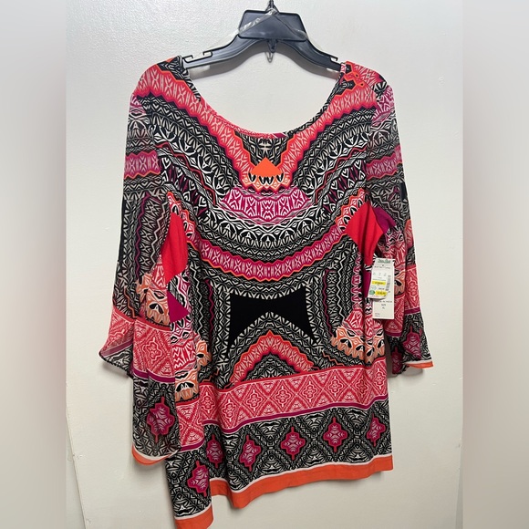 “Coco Bianco” SZ: (XL) Colorful Top Bell/Like Sleeves NWT - Picture 2 of 8